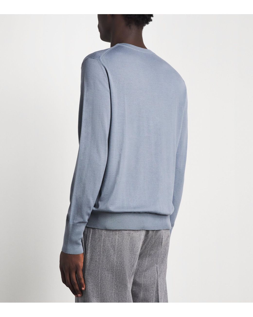 Eleventy Blue Wool Crew-Neck Sweater for men