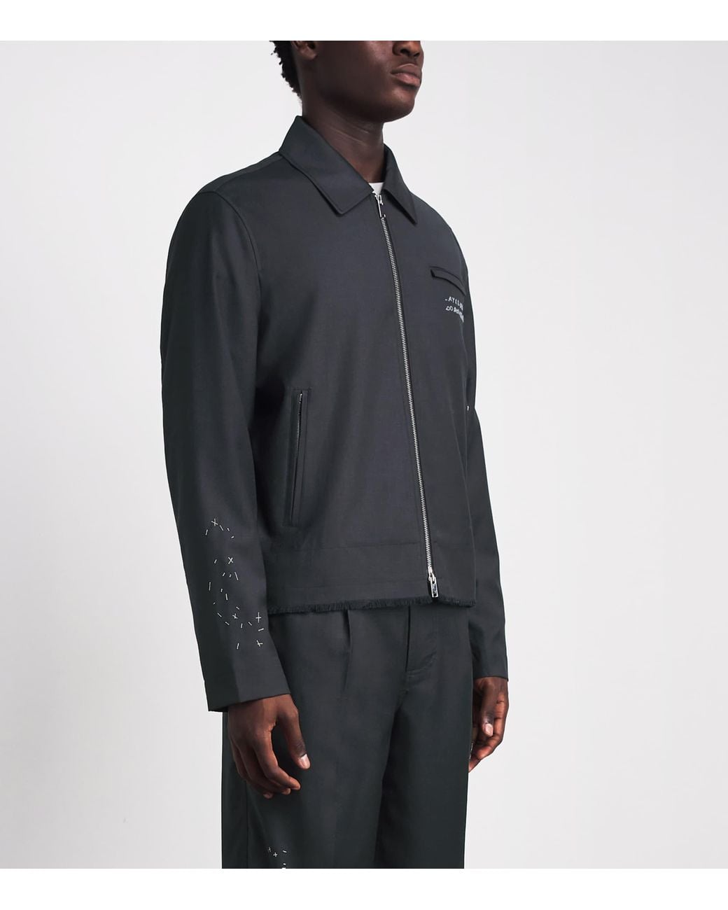 DOMREBEL Black Virgin Wool Backstage Bomber Jacket for men