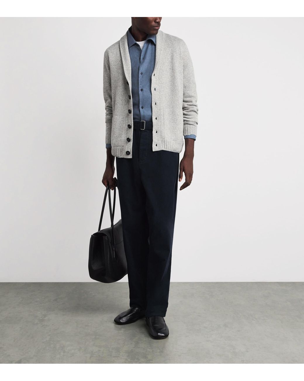 John Smedley Gray Recycled Cashmere-Wool Rockford Shawl Cardigan for men