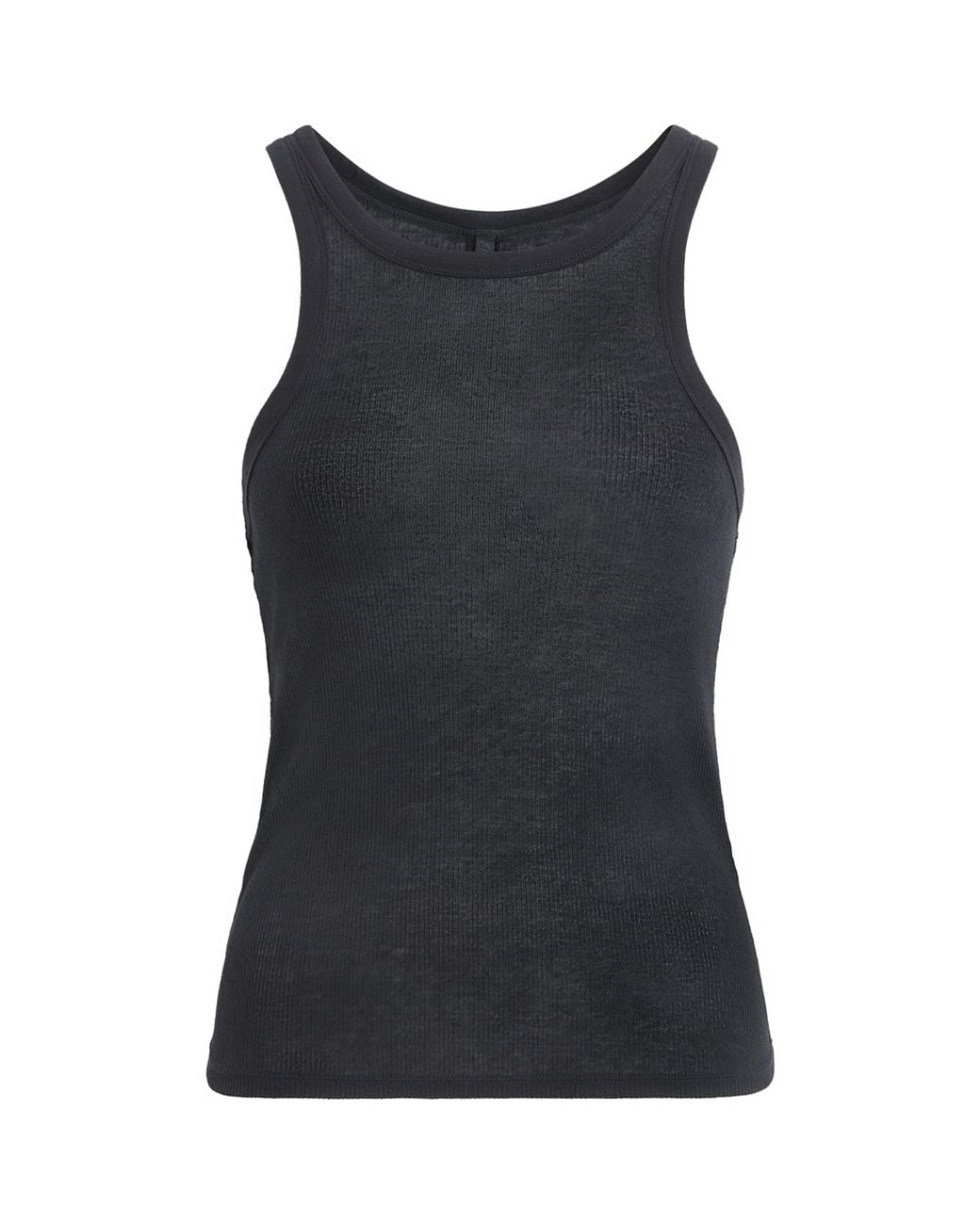 Skims Black Semi-Sheer Ribbed Tank Top