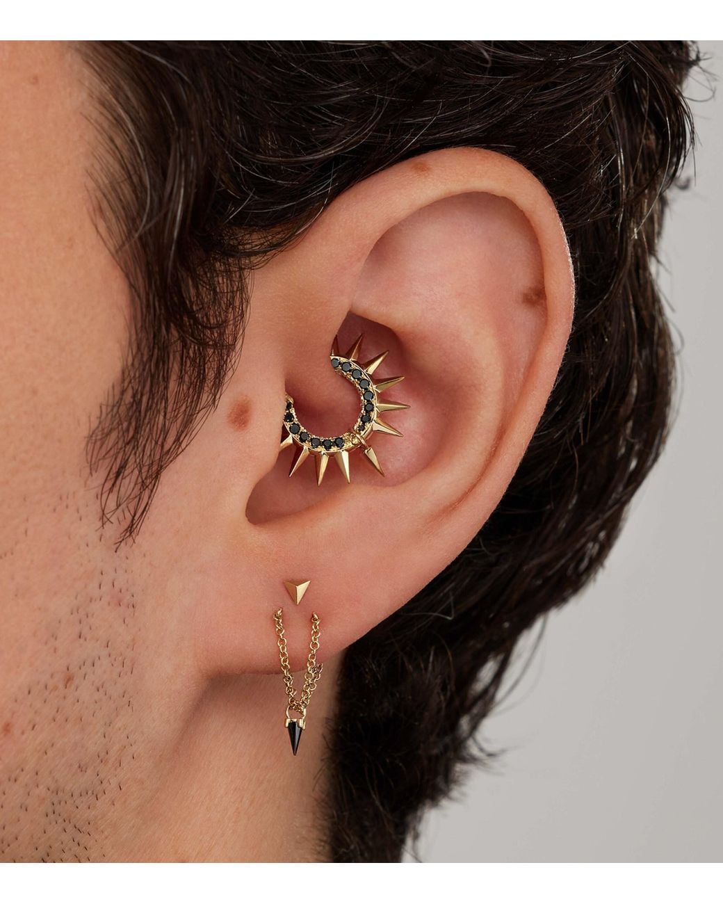 Maria Tash Metallic Faceted Triangle Threaded Stud Earring