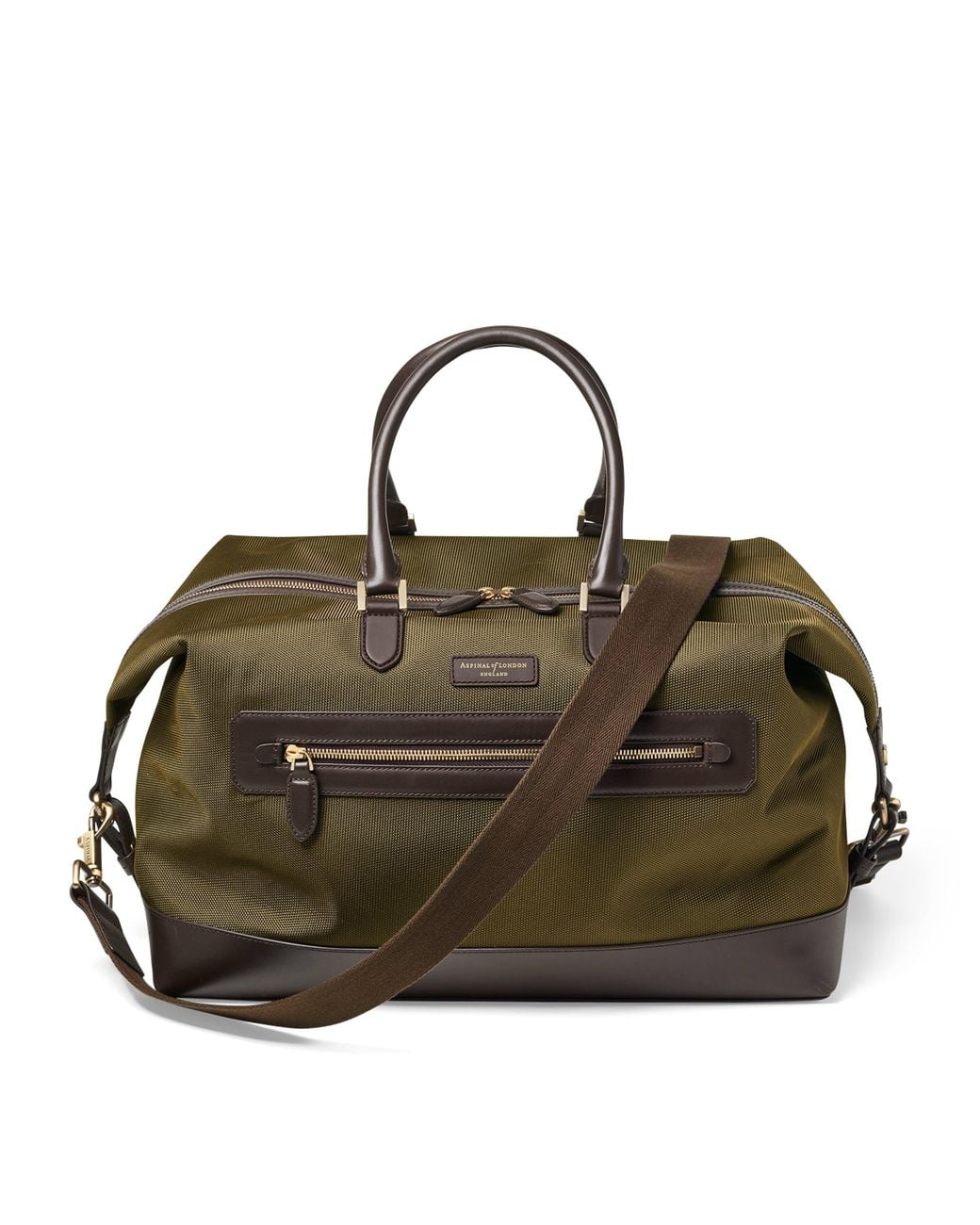 Aspinal Green Nylon Weekend Bag for men