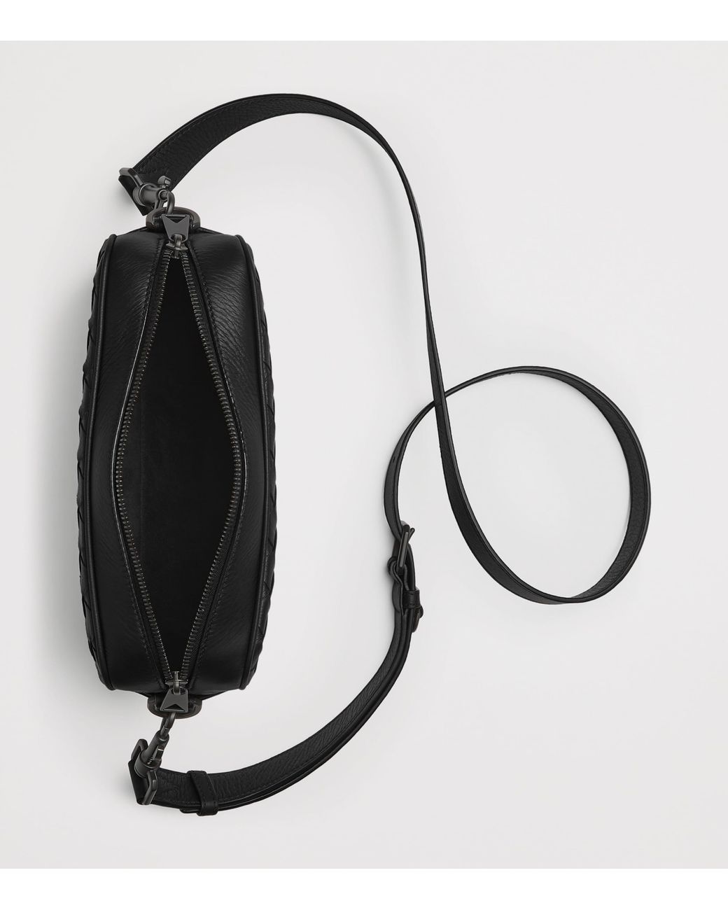 Bottega Veneta Black Small Leather Intrecciato Camera Bag for men