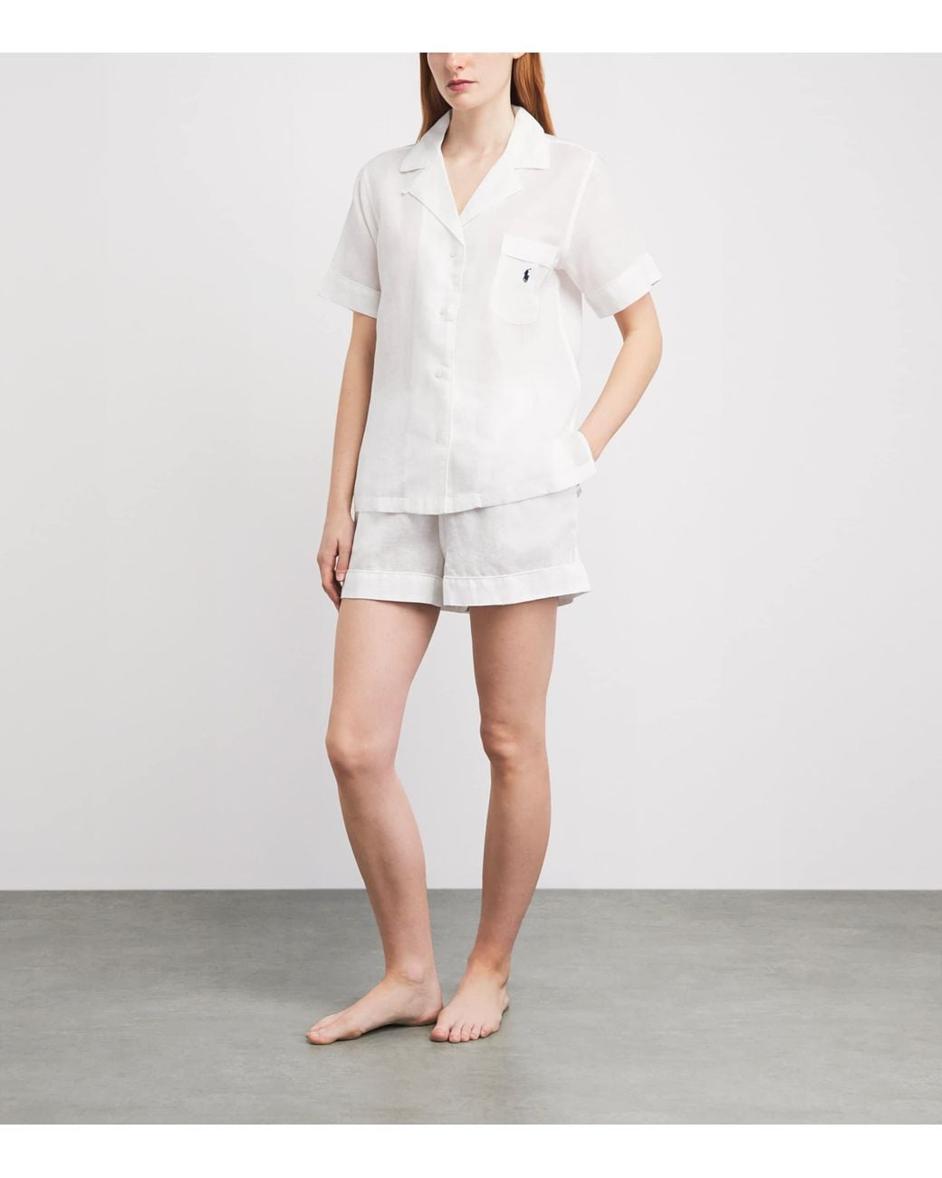 Polo Ralph Lauren White Linen-Cotton Short Pyjama Set