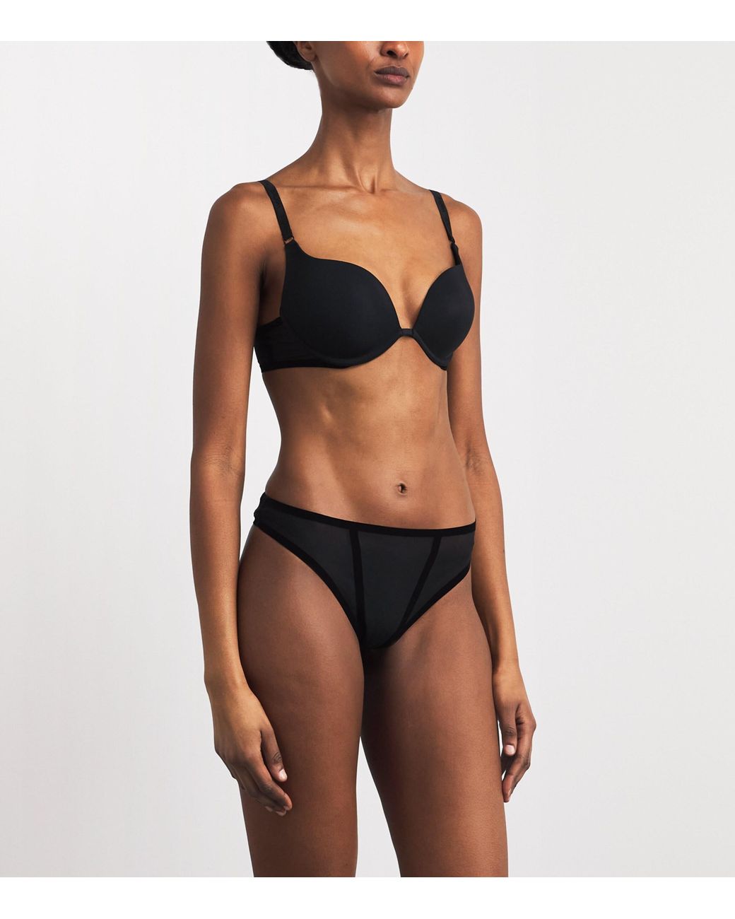 Wolford Gray Bonded Tulle Thong