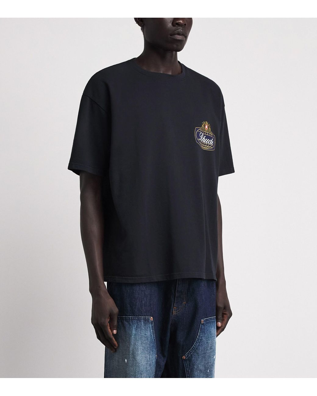 Rhude Black Cotton Safari Crest T-Shirt for men