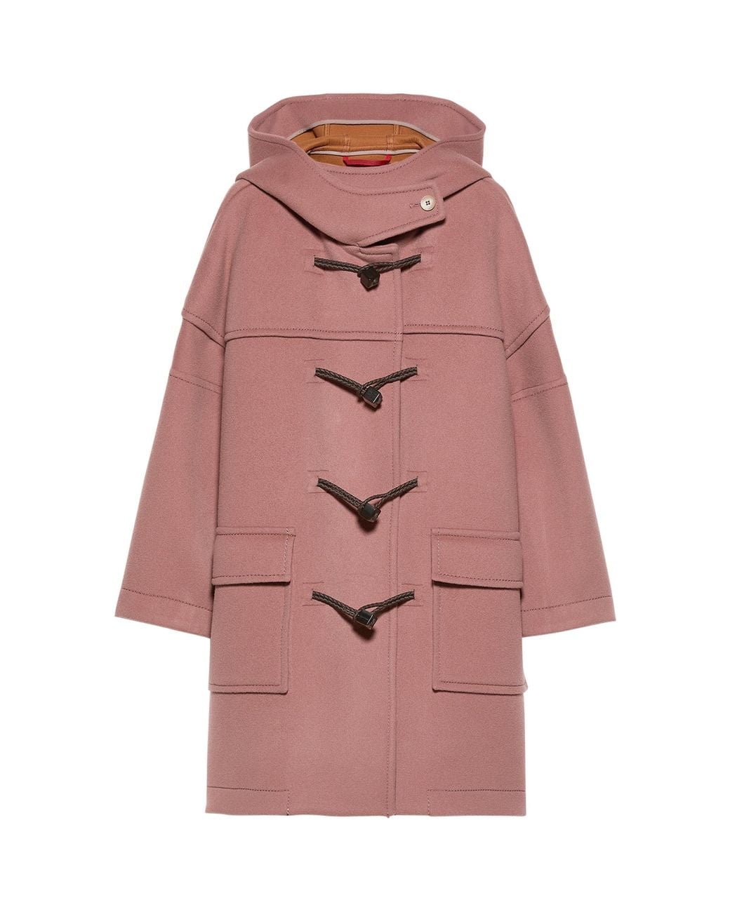 MAX&Co. Pink Virgin Wool Blend Hooded Duffle Coat