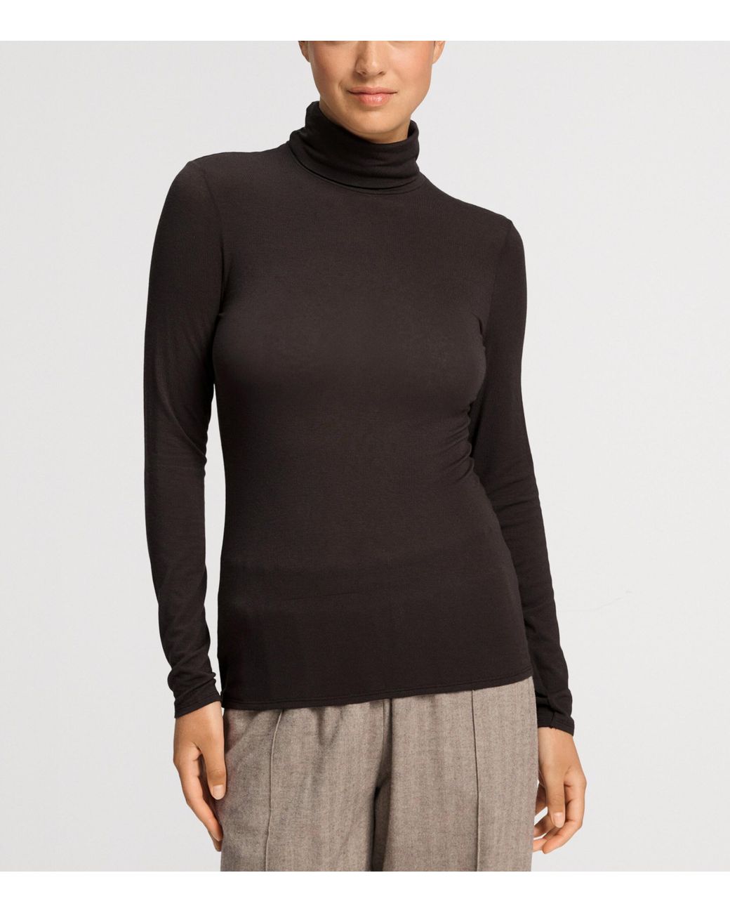 Hanro Black Ultralight Long-Sleeve Rollneck Top