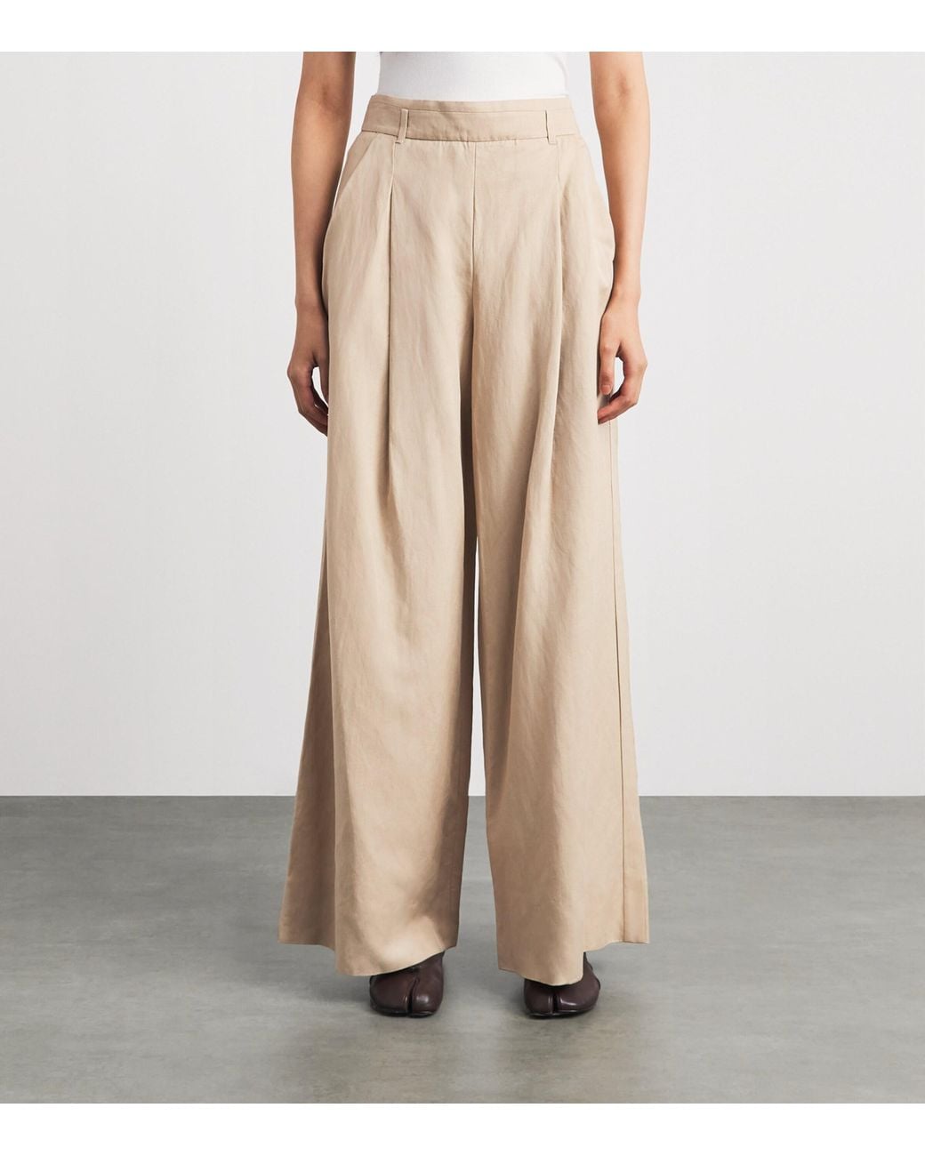 ME+EM Natural Wide-Leg Tailored Trousers