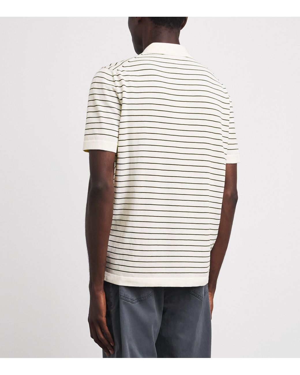 A.P.C. White Cotton Stripe Tristan Polo Shirt for men
