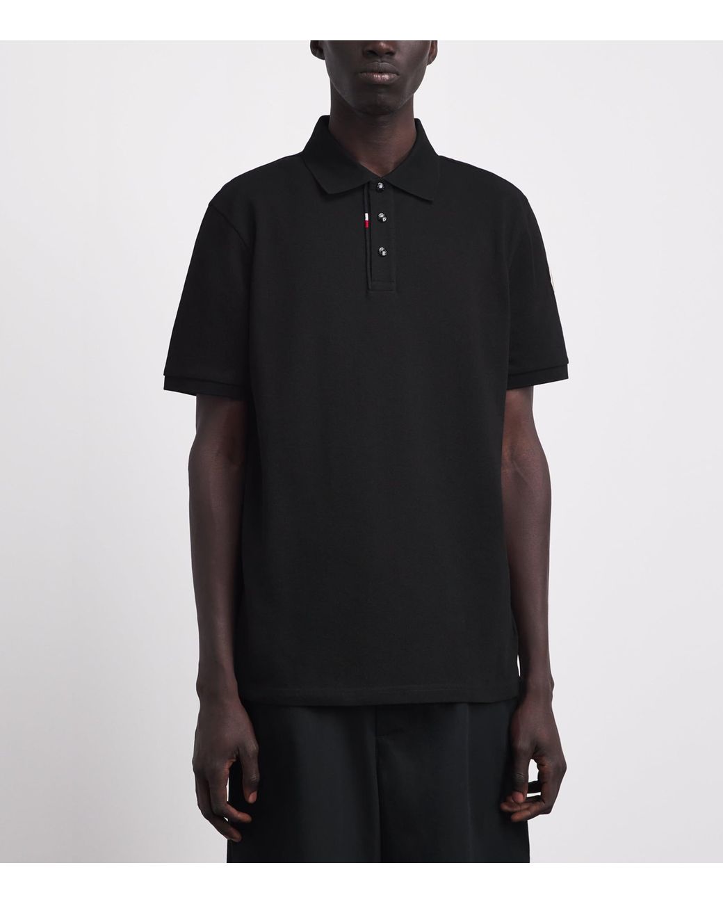 Moncler Black Cotton Polo Shirt for men