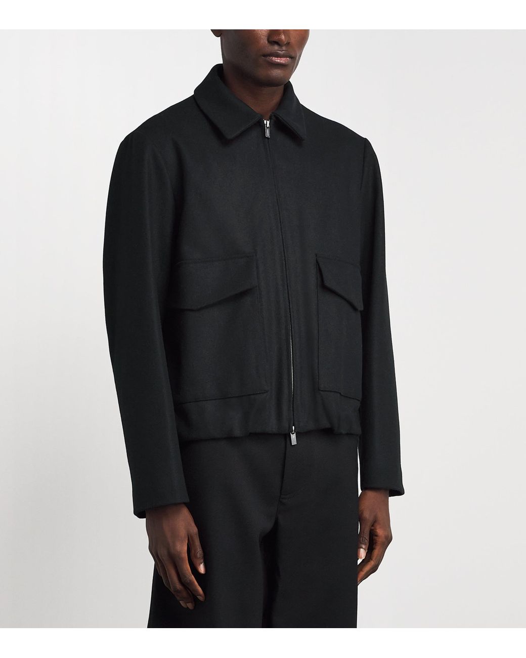 Barena Black Wool-Blend Tailored Bomber Jacket for men
