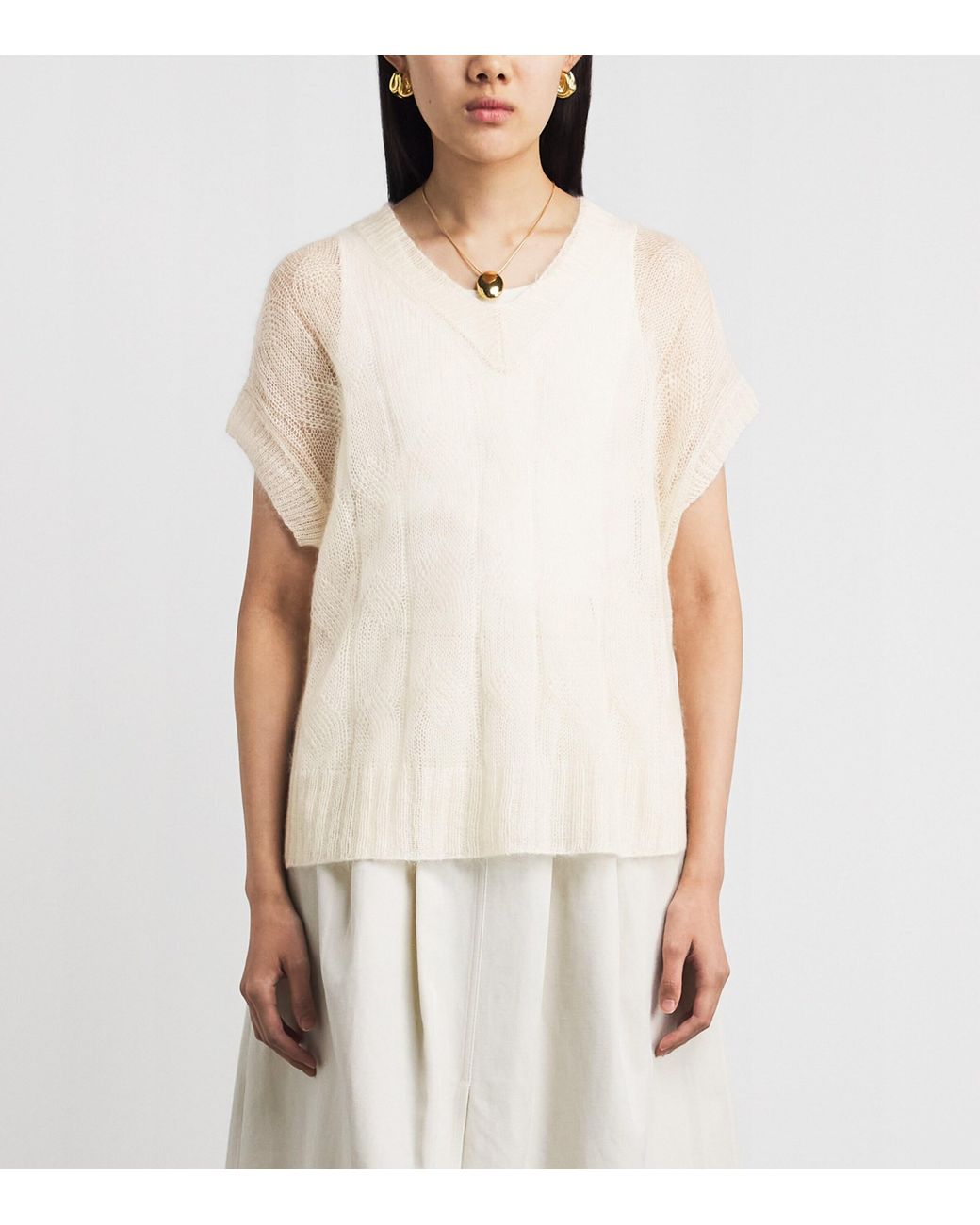 Joseph White Mohair-Silk Voile Mar Sweater