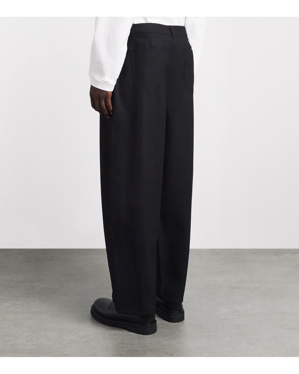 LE17SEPTEMBRE Black Wool Barrel-Leg Trousers for men