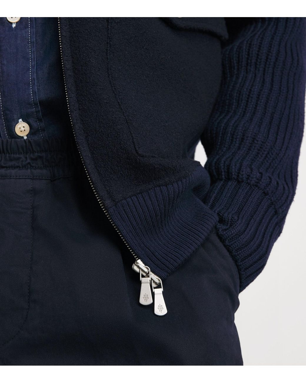 Eleventy Blue Wool Bomber Jacket for men