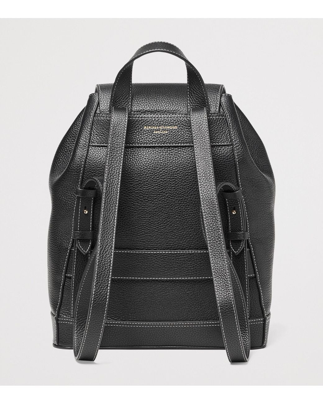 Aspinal Black Small Leather Hudson Backpack