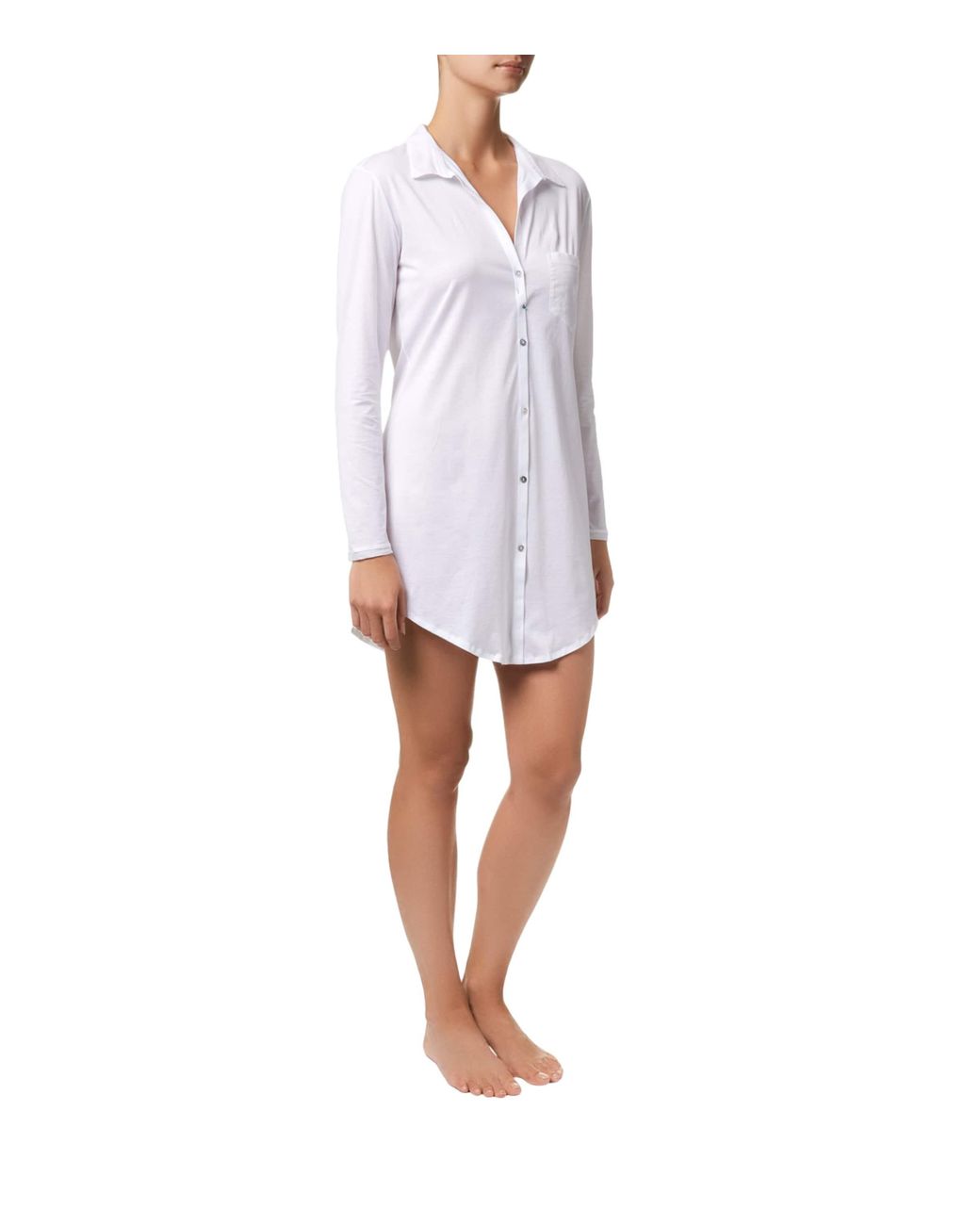 Hanro White Cotton Deluxe Boyfriend Nightshirt