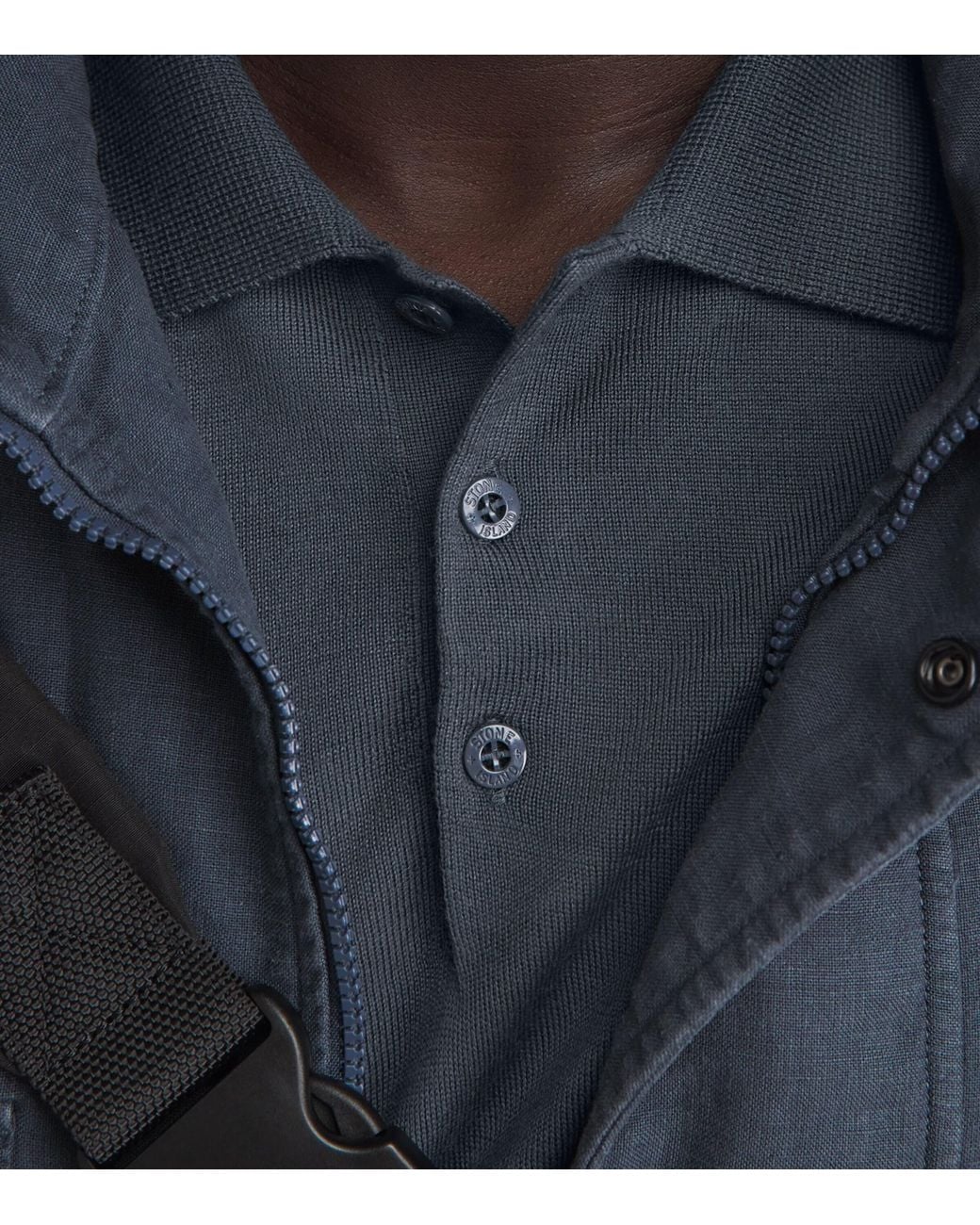 Stone Island Blue Virgin Wool Ghost Polo Sweater for men
