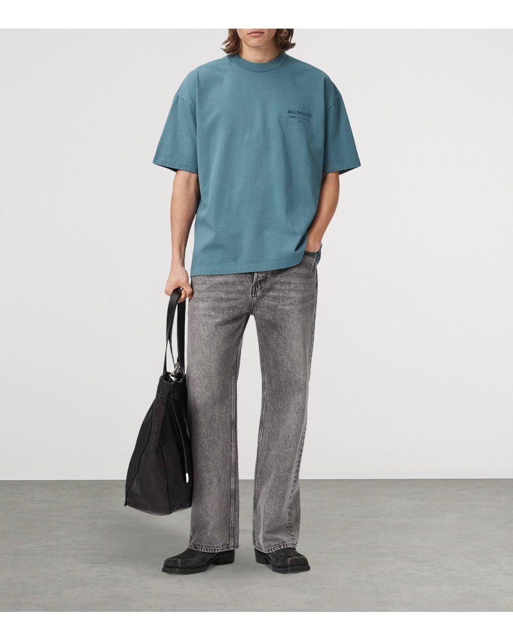 AllSaints Blue Organic Cotton Xander T-Shirt for men