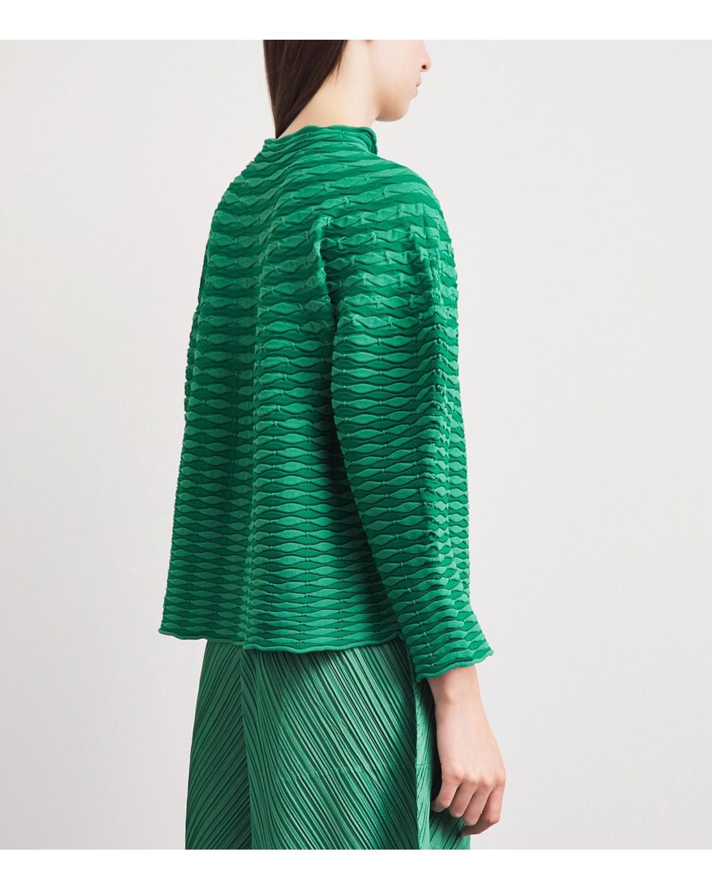 Pleats Please Issey Miyake Green Colourful Mushroom Knit Top