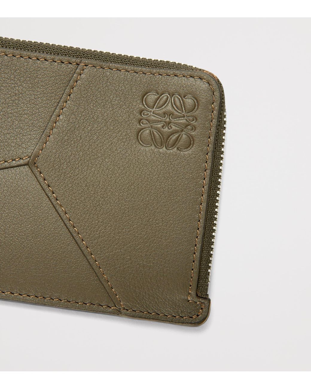 Loewe Green Leather Puzzle Edge Coin Card Holder for men