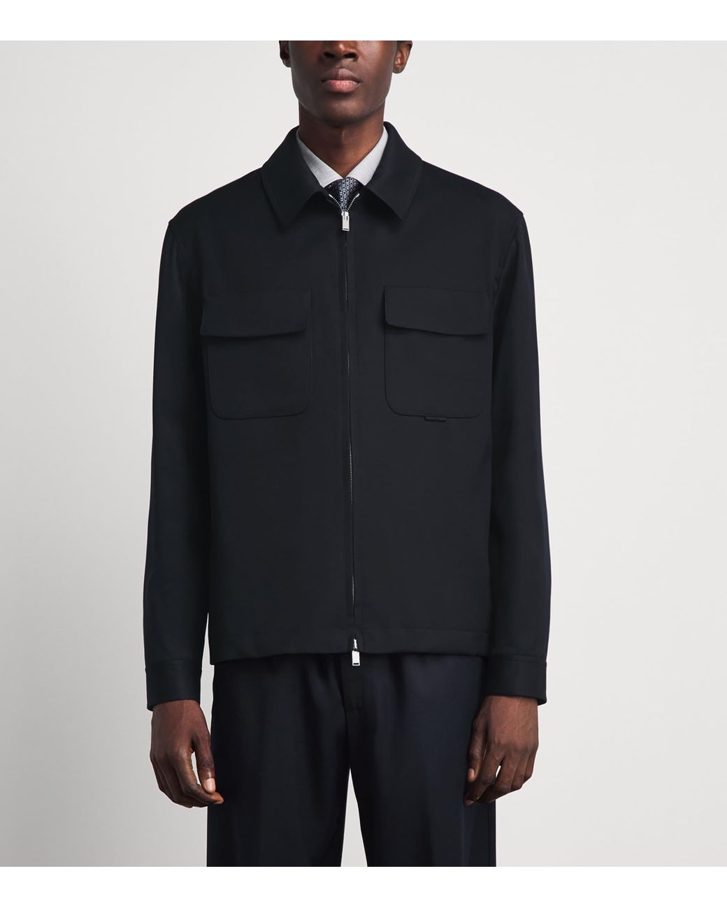 Lardini Blue Cotton 2-Way Zip Jacket for men
