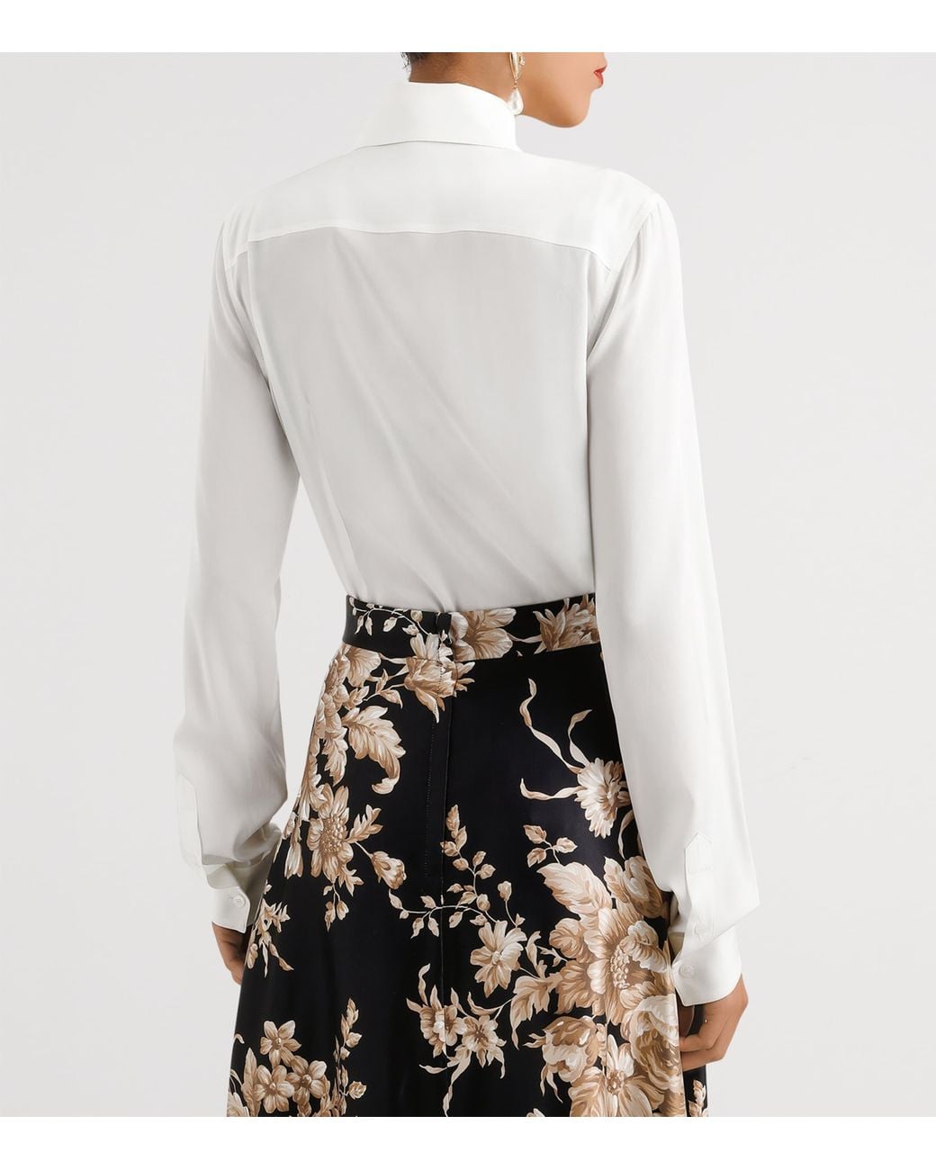 Dolce & Gabbana White Stretch-Silk Point Collar Shirt