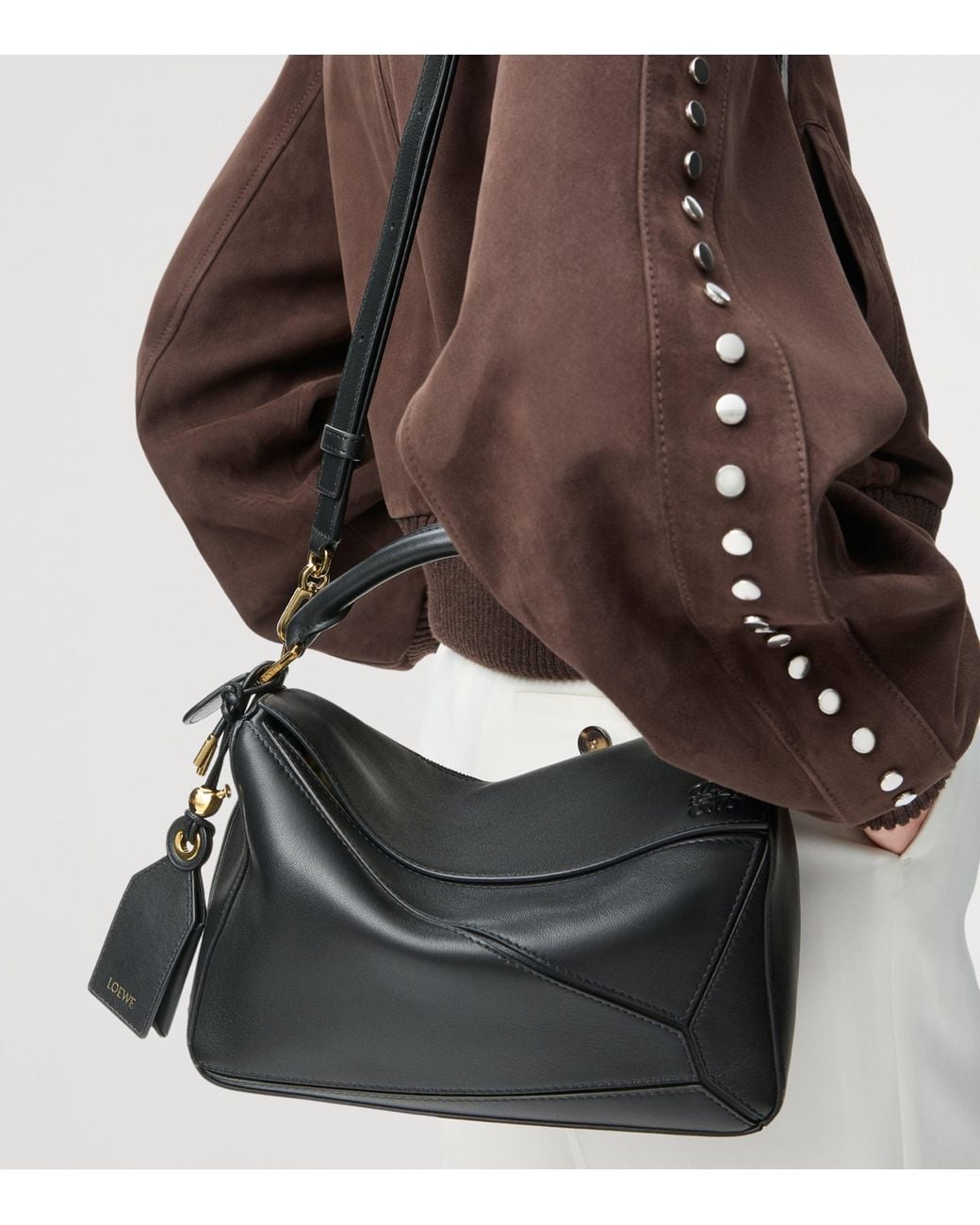 Loewe Black Small Leather Featherlight Puzzle Top-Handle Bag