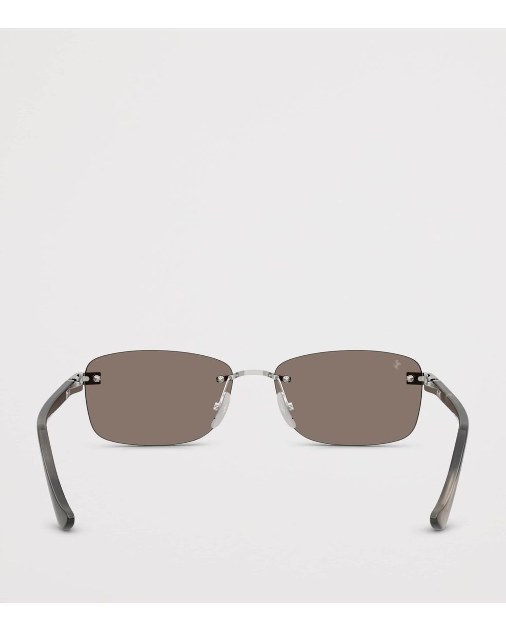 Ferrari Metallic Titanium Rimless Rectangular Sunglasses