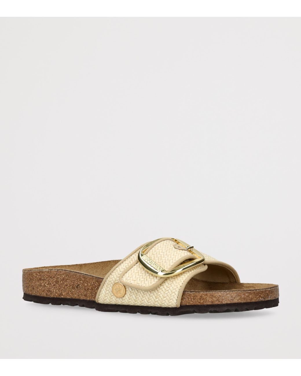 Birkenstock White Raffia Madrid Big Buckle Sandals