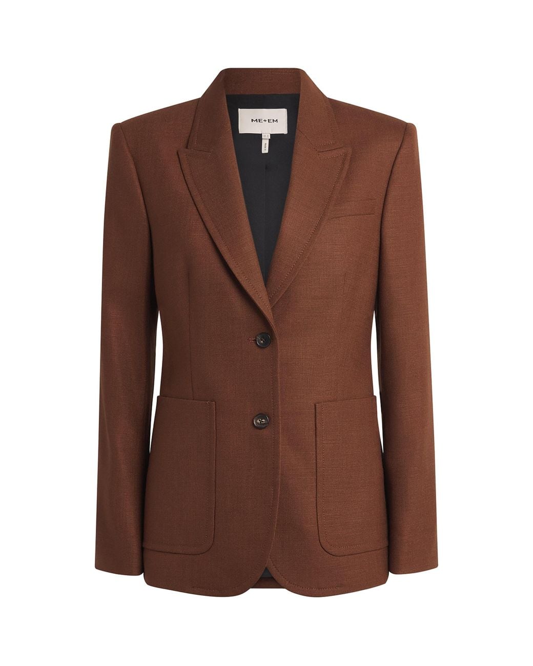 ME+EM Brown Wool-Blend Sharp Contour Blazer