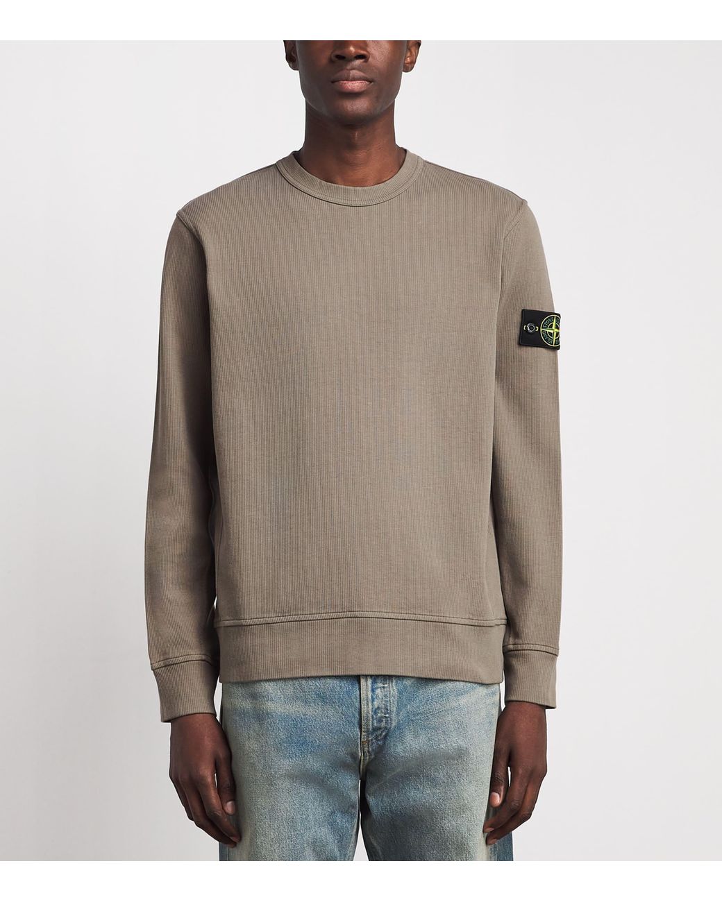 Stone Island Brown Ribbed Compass Patch Sweatshirt for men