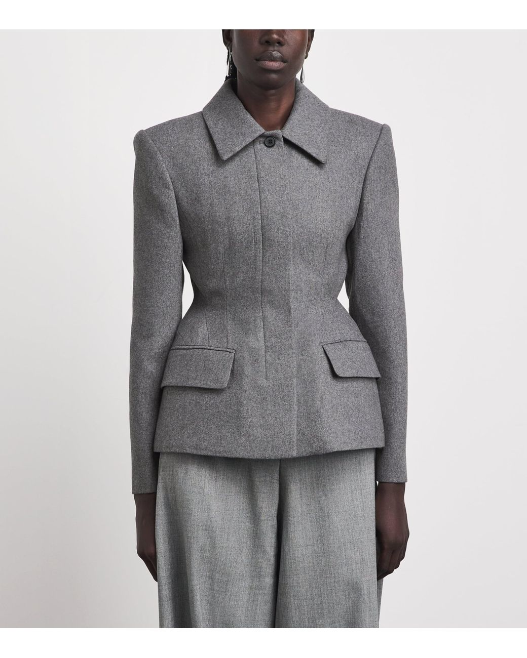 Source Unknown Gray Wool-Blend Hourglass Terzo Blazer