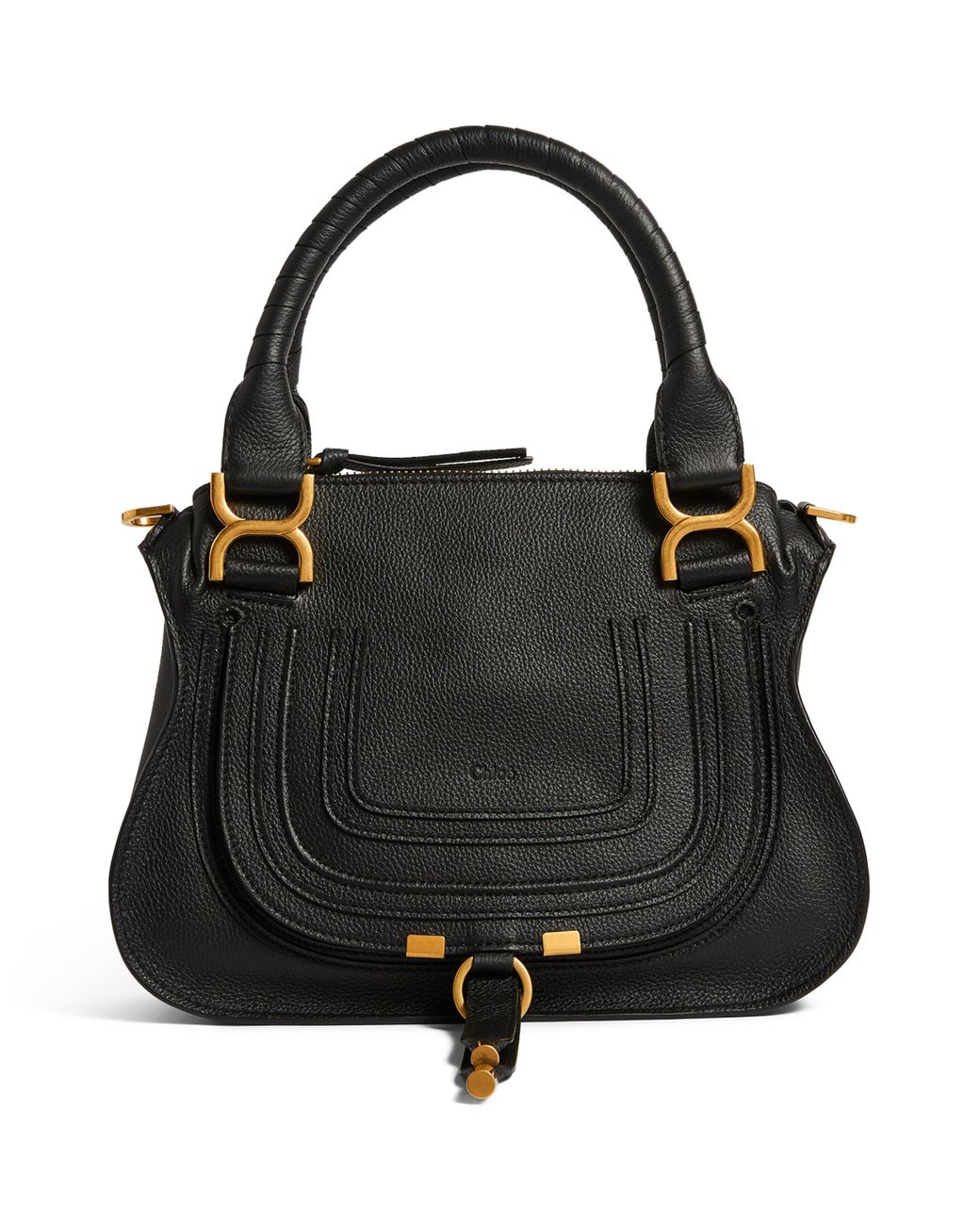 Chloé Black Small Leather Marcie Top-Handle Bag