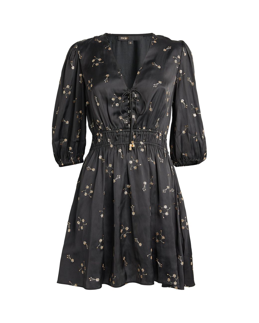 Maje Embroidered Mini Dress in Black Lyst UK
