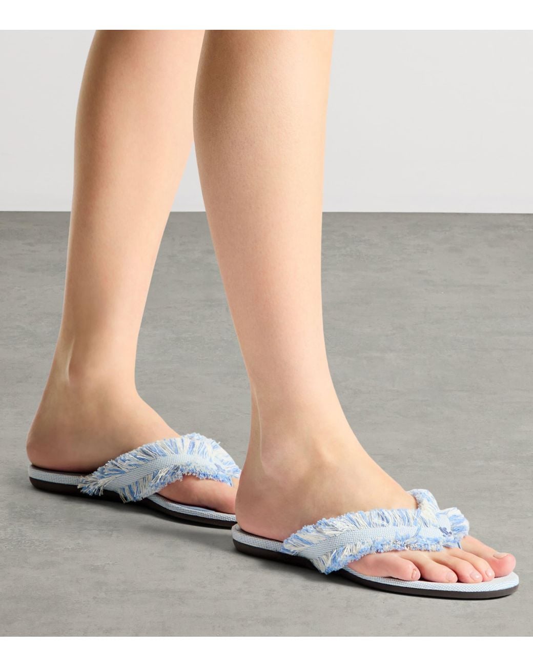 Jimmy Choo White Bay Flat Canvas Flip Flops