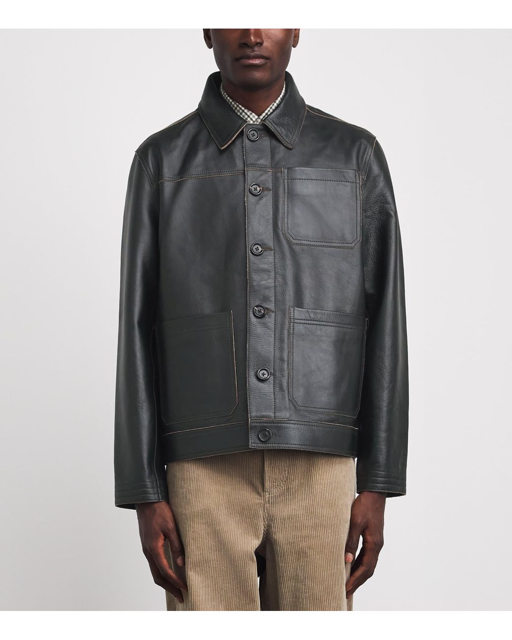 Oliver Spencer Black Hardwick Leather Jacket for men