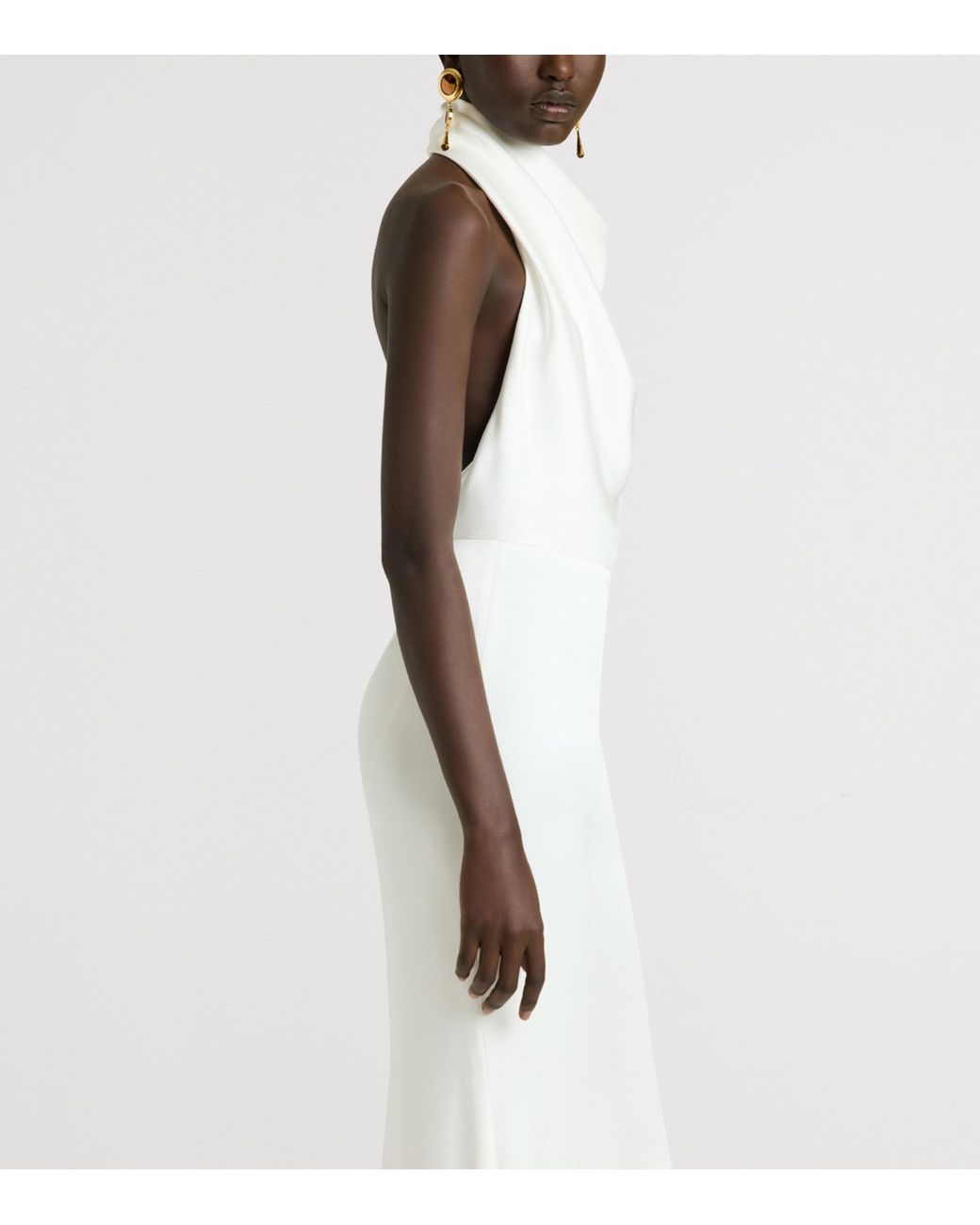 Givenchy White Satin Halterneck Maxi Dress
