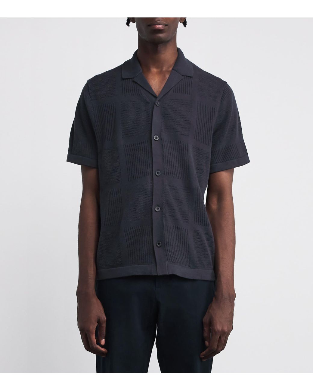 Vince Blue Cotton Pointelle-Knit Cabana Shirt for men