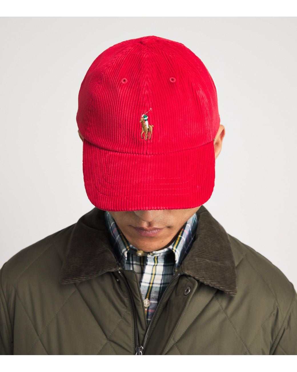 Polo Ralph Lauren Red Corduroy Logo Baseball Cap for men
