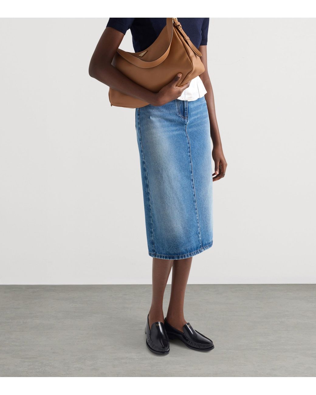 Prada Blue Denim Midi Skirt