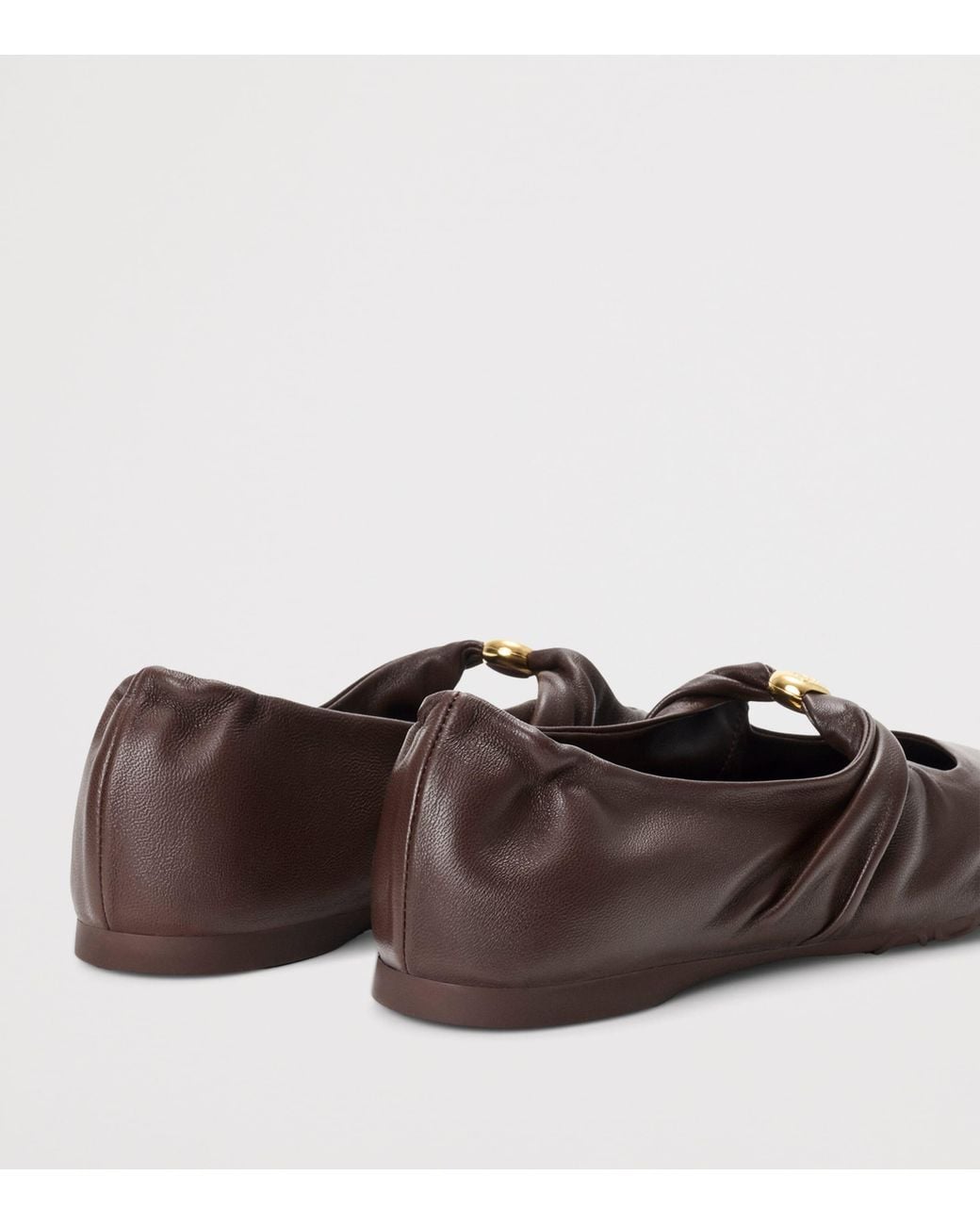 Loewe Brown Leather Pebble Soft Ballet Flats