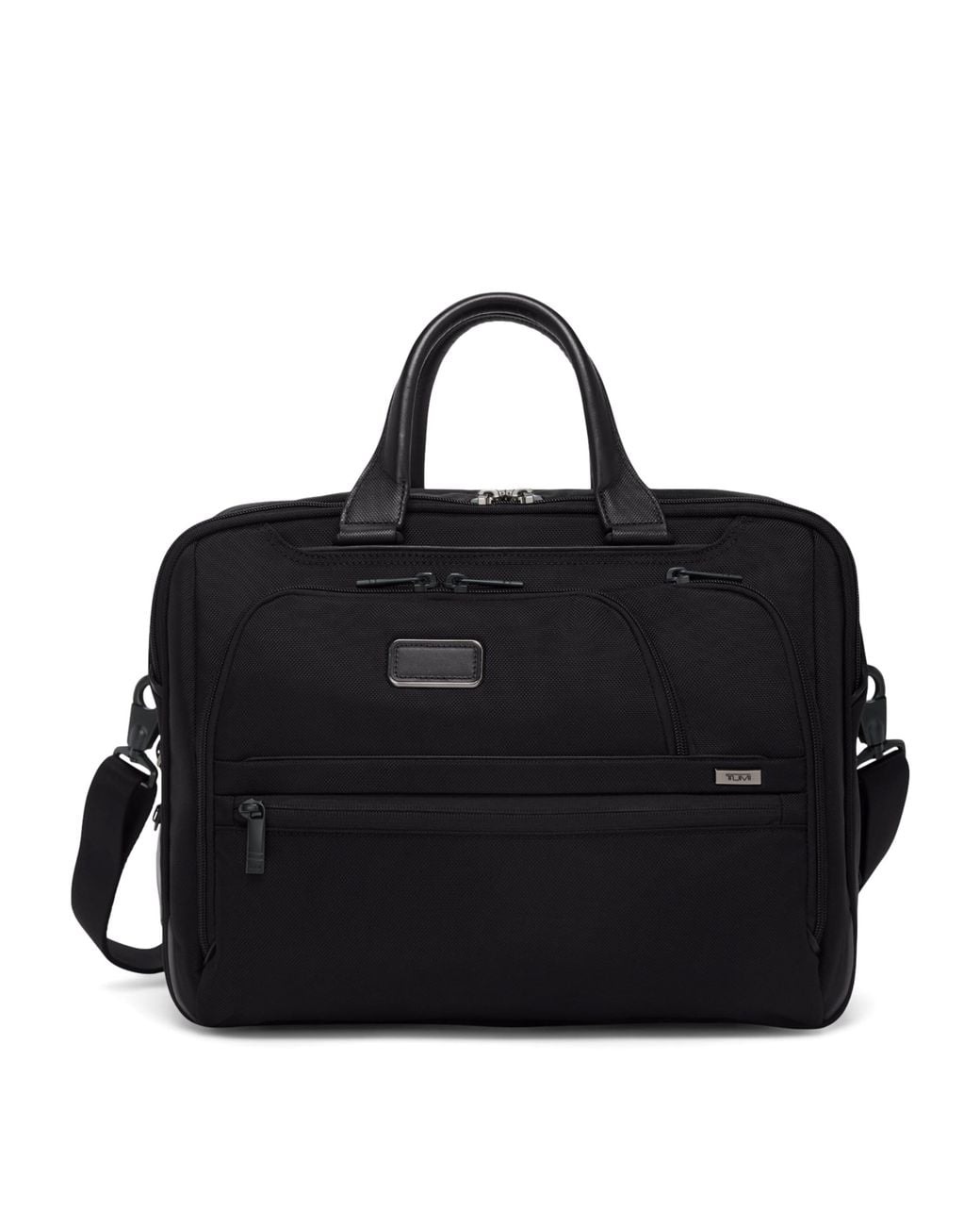 Tumi Black Medium Alpha 4 Expandable Briefcase for men