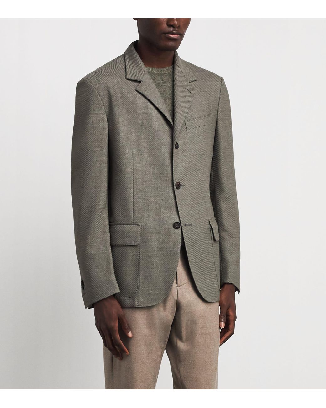 Corneliani Green Virgin Wool Jacket for men