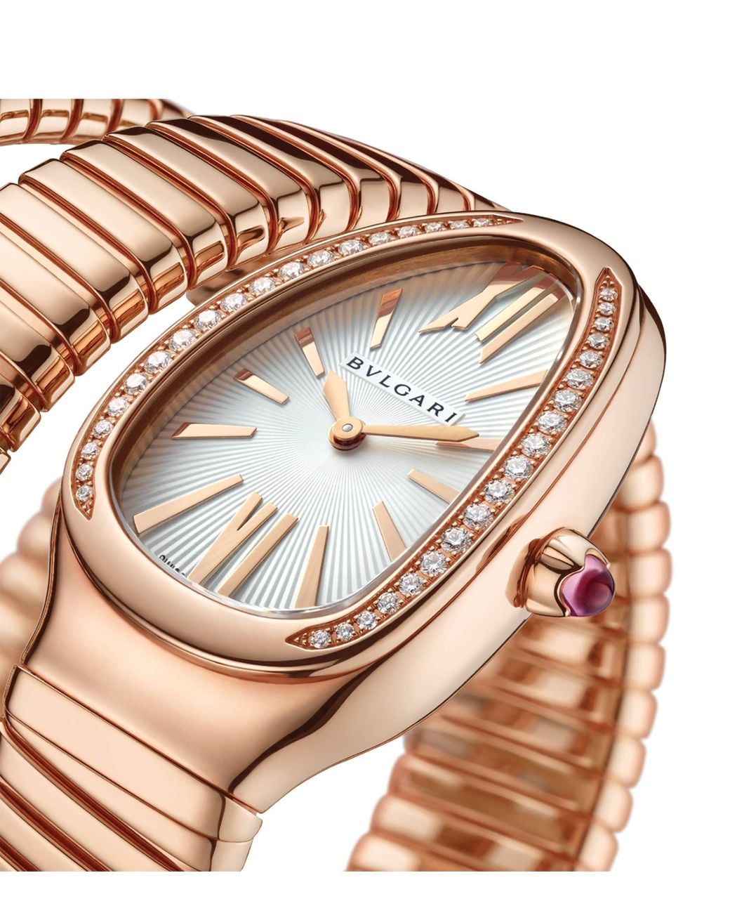 BVLGARI Pink Rose And Diamond Serpenti Tubogas Watch 35Mm