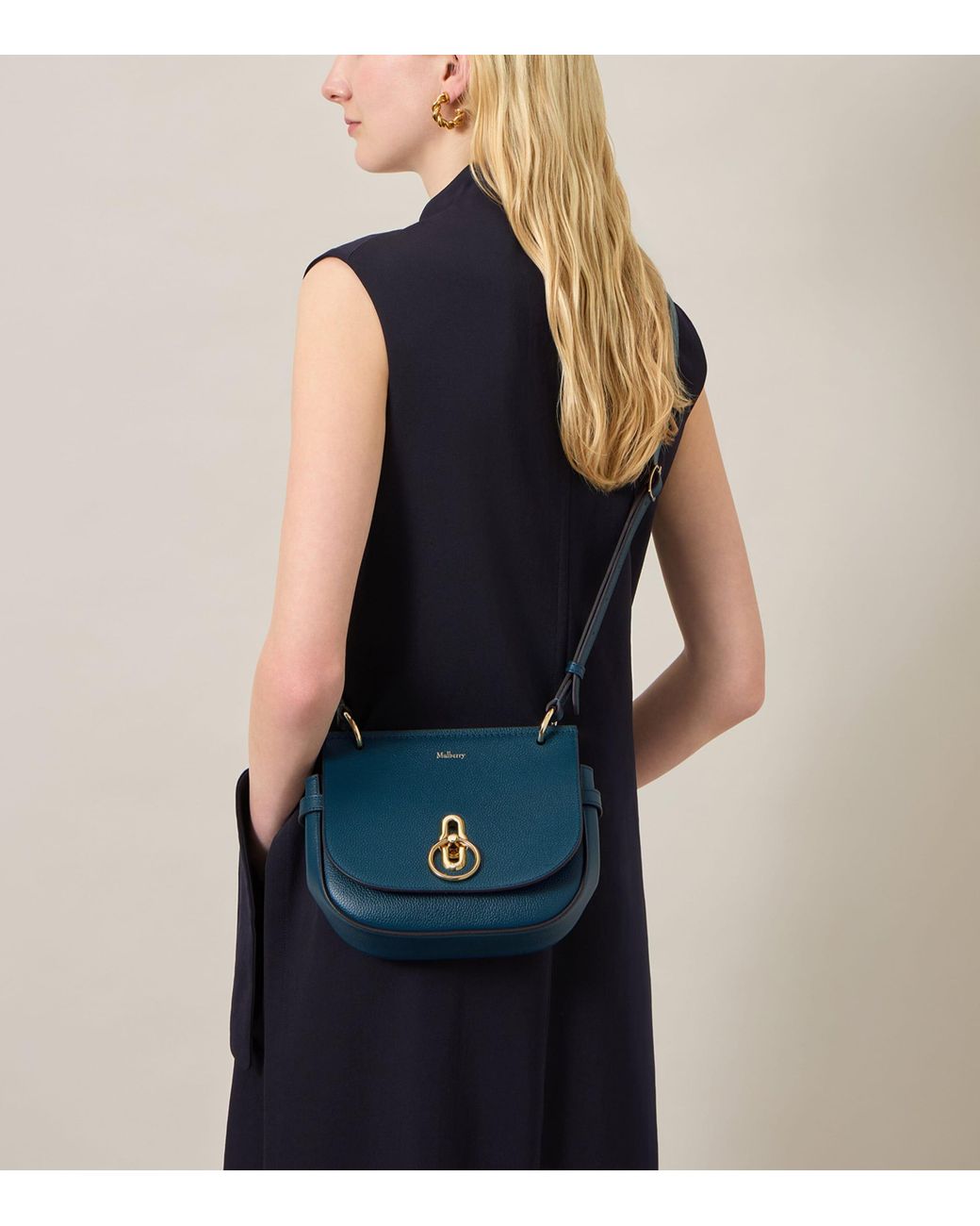Mulberry Blue Small Leather Amberley Satchel Cross-Body Bag