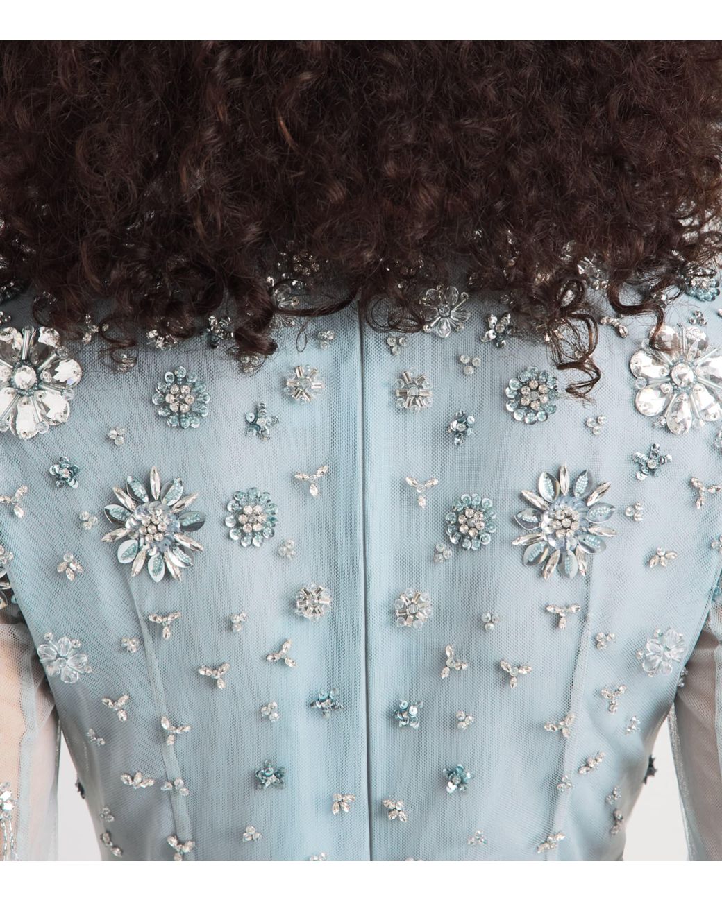 Huishan Zhang Blue Satin Embellished Starla Dress