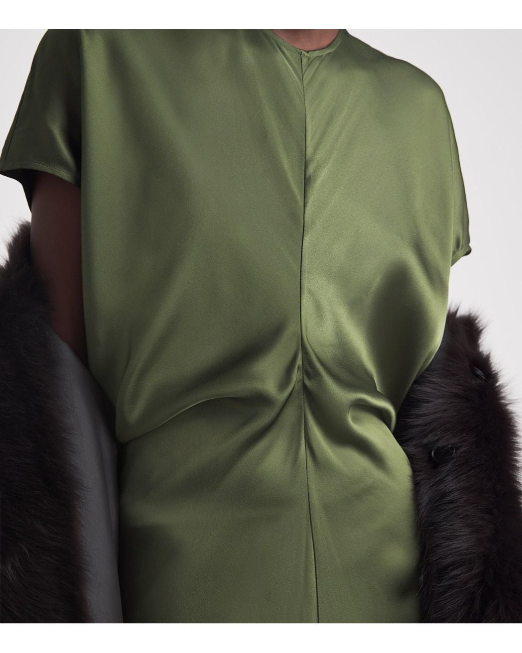 Totême Green Slubbed Slouch-Waist Midi Dress