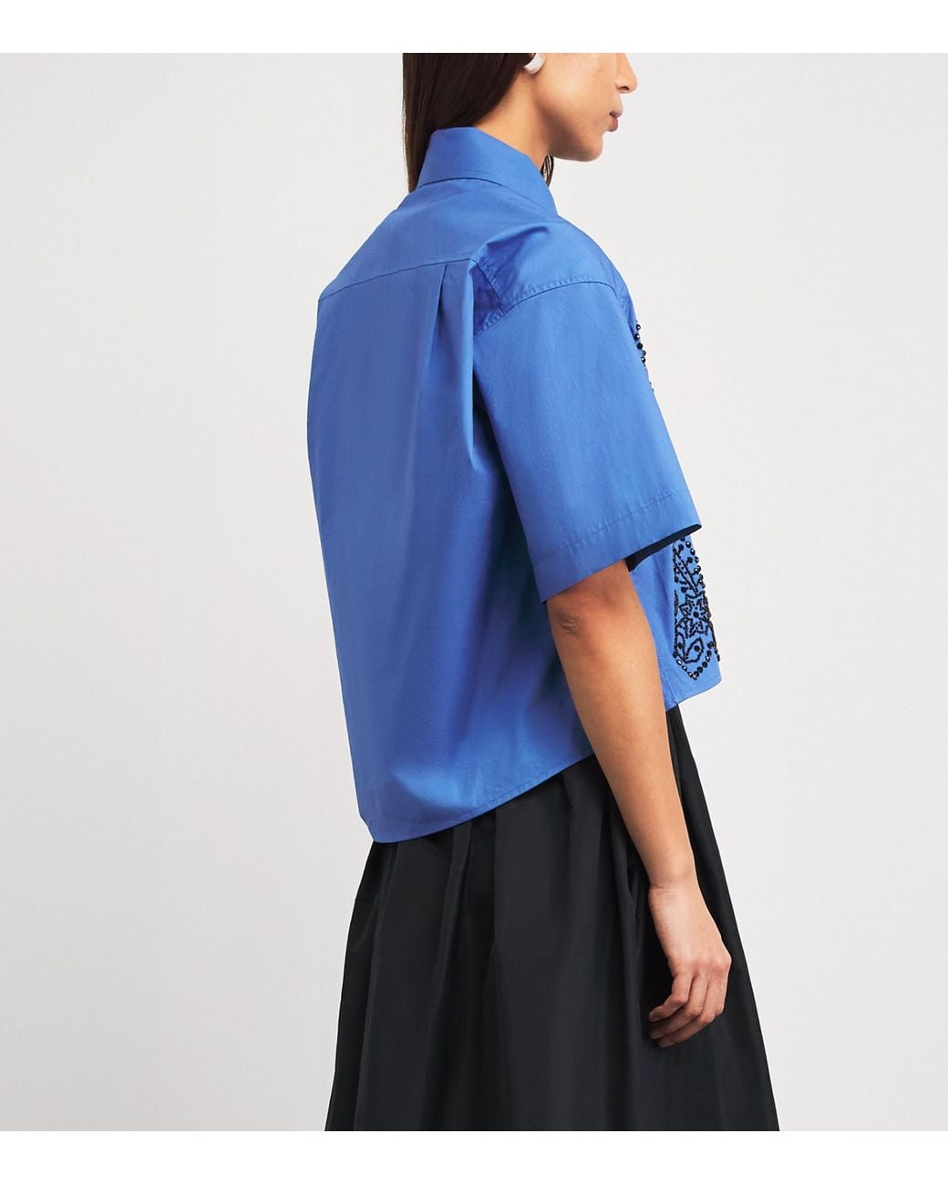 Sandro Blue Cotton Embellished Shirt