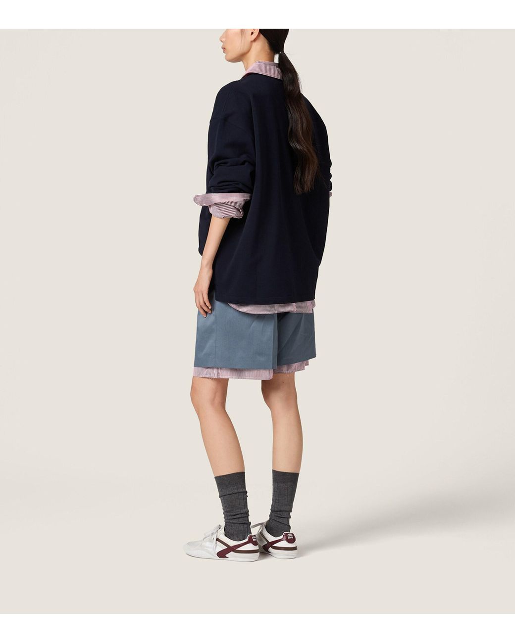 Miu Miu Blue Cotton Contrast Collar Polo Shirt